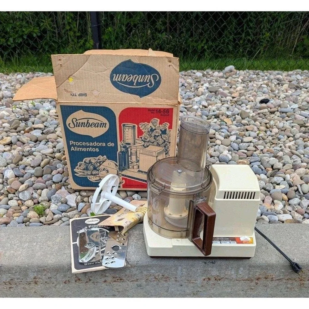 Vintage Sunbeam 14-56 Food Processor Complete w. Box Attachments Tested Works
